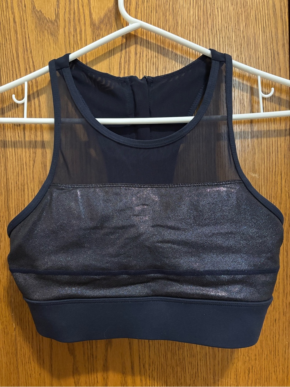 ZYIA Navy Blue Metallic Sheen Mesh Sports Bralette
